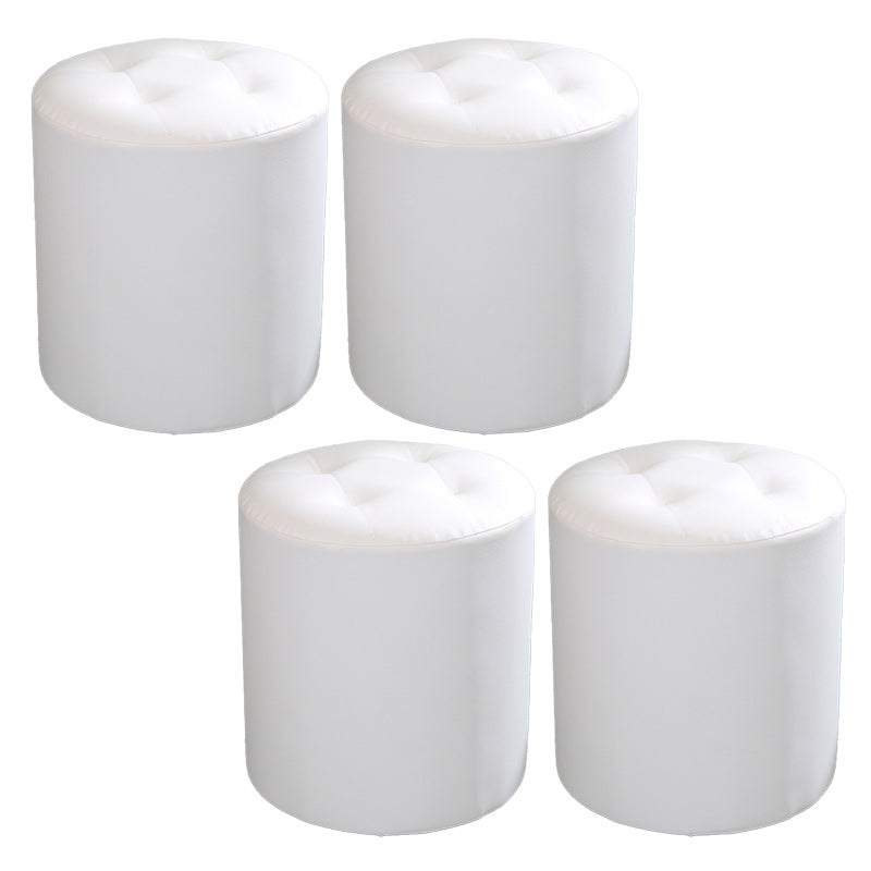 Tufted Pouf Faux Leather Cylinder Shape Water Resistant Whole Colored Pouf Ottoman