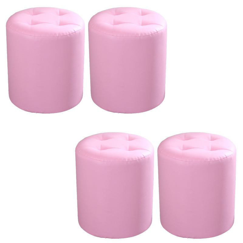 Tufted Pouf Faux Leather Cylinder Shape Water Resistant Whole Colored Pouf Ottoman