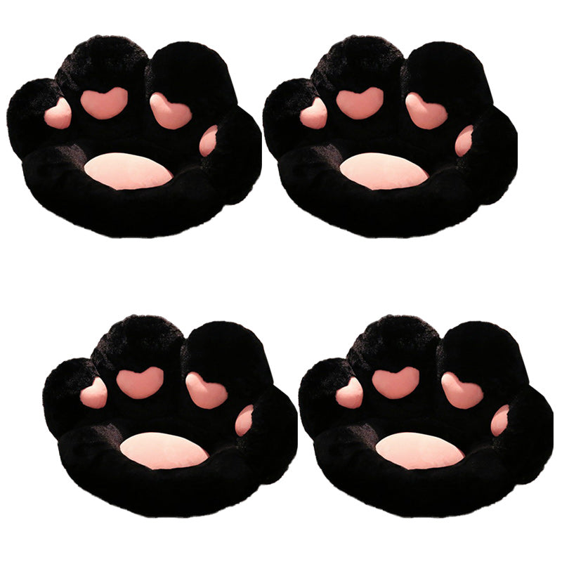 Contemporary Pouf Ottoman Velvet Upholstered Tear Resistant Cat Paw Shape Ottoman