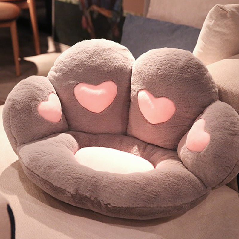 Contemporary Pouf Ottoman Velvet Upholstered Tear Resistant Cat Paw Shape Ottoman