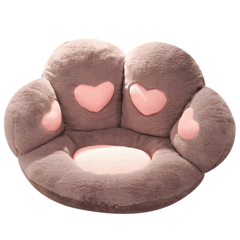 Contemporary Pouf Ottoman Velvet Upholstered Tear Resistant Cat Paw Shape Ottoman