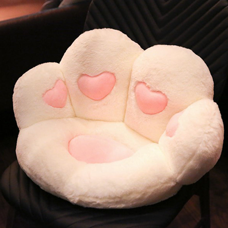Contemporary Pouf Ottoman Velvet Upholstered Tear Resistant Cat Paw Shape Ottoman