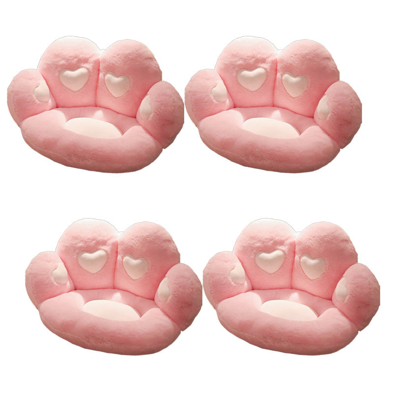 Contemporary Pouf Ottoman Velvet Upholstered Tear Resistant Cat Paw Shape Ottoman