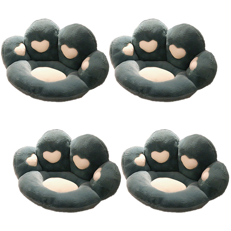 Contemporary Pouf Ottoman Velvet Upholstered Tear Resistant Cat Paw Shape Ottoman