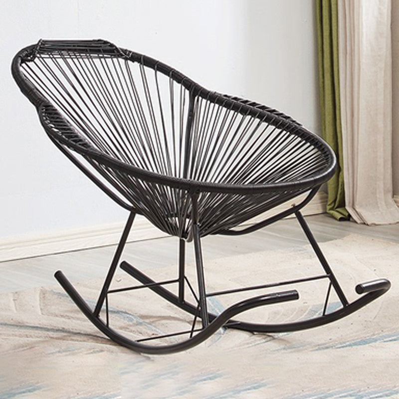 Creative Indoor Rocking Chair Woven Rope Rocker Chair with Dark legs
