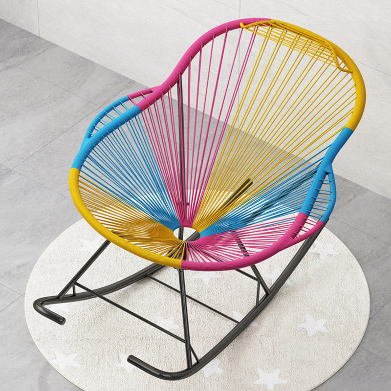 Creative Indoor Rocking Chair Woven Rope Rocker Chair with Dark legs