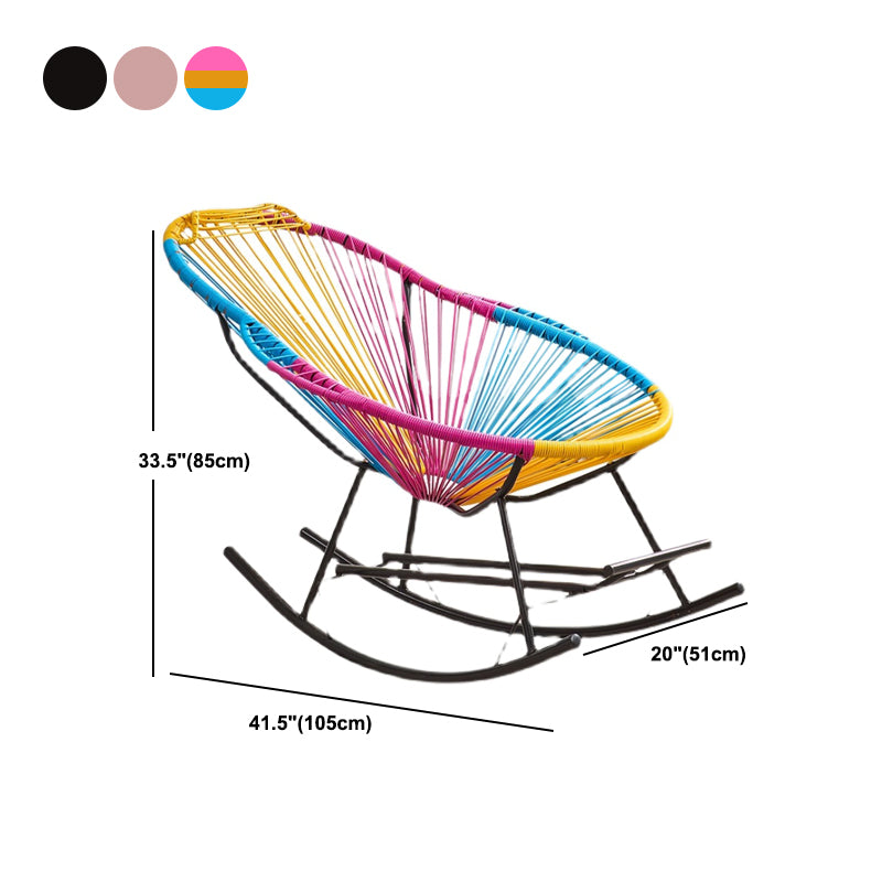 Creative Indoor Rocking Chair Woven Rope Rocker Chair with Dark legs