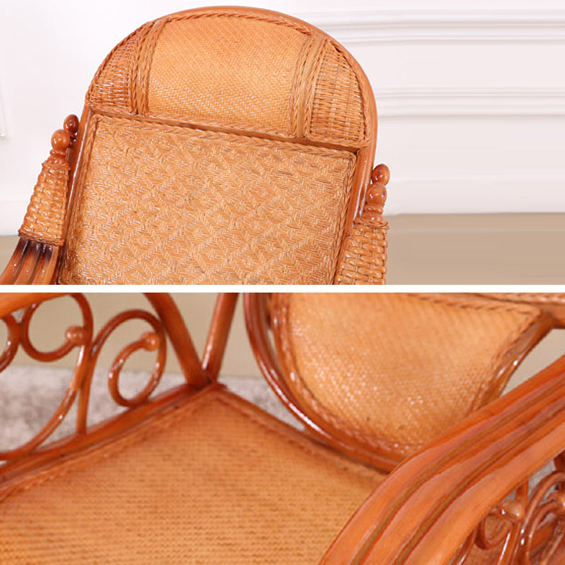 Traditional Rocking Chair Wicker Spindle Backrest Solid Color Indoor Rocking Chair