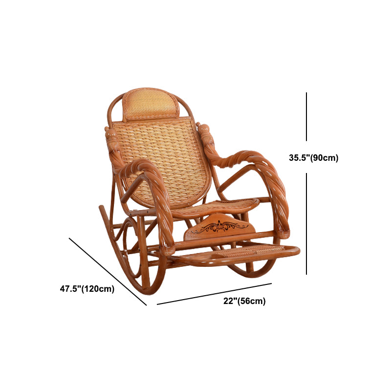 Traditional Rocking Chair Wicker Spindle Backrest Solid Color Indoor Rocking Chair