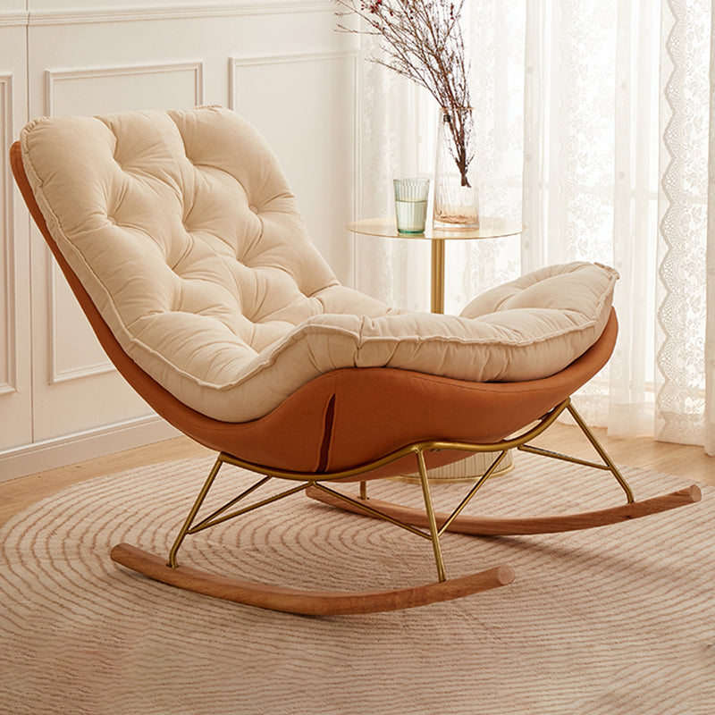 Glam Style Rocking Chair Upholstered Tufted Rocker Chair with Legs