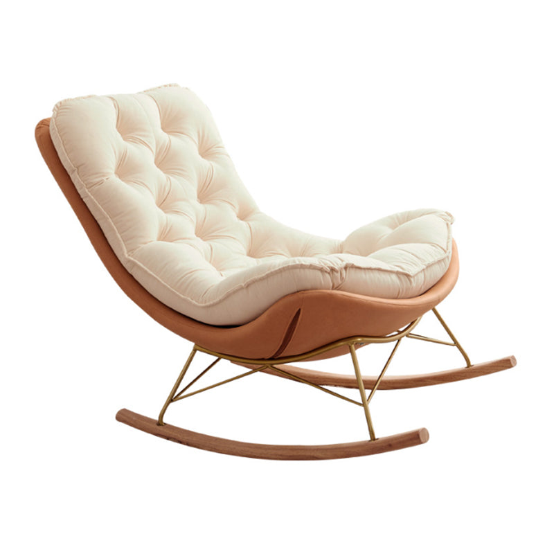 Glam Style Rocking Chair Upholstered Tufted Rocker Chair with Legs