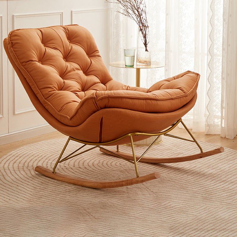 Glam Style Rocking Chair Upholstered Tufted Rocker Chair with Legs