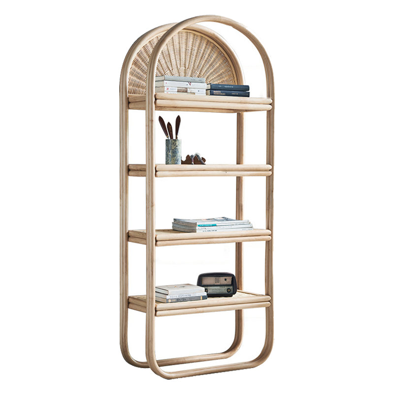 Modern Vertical Bamboo Bookshelf Closed Back Natural Shelf Bookcase for Bedroom