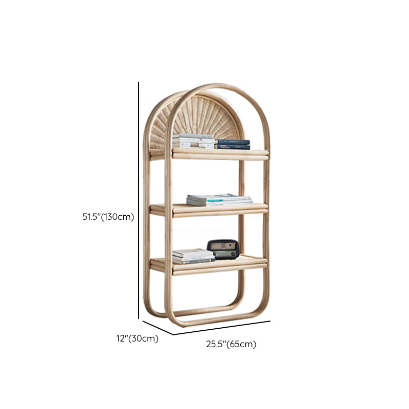 Modern Vertical Bamboo Bookshelf Closed Back Natural Shelf Bookcase for Bedroom