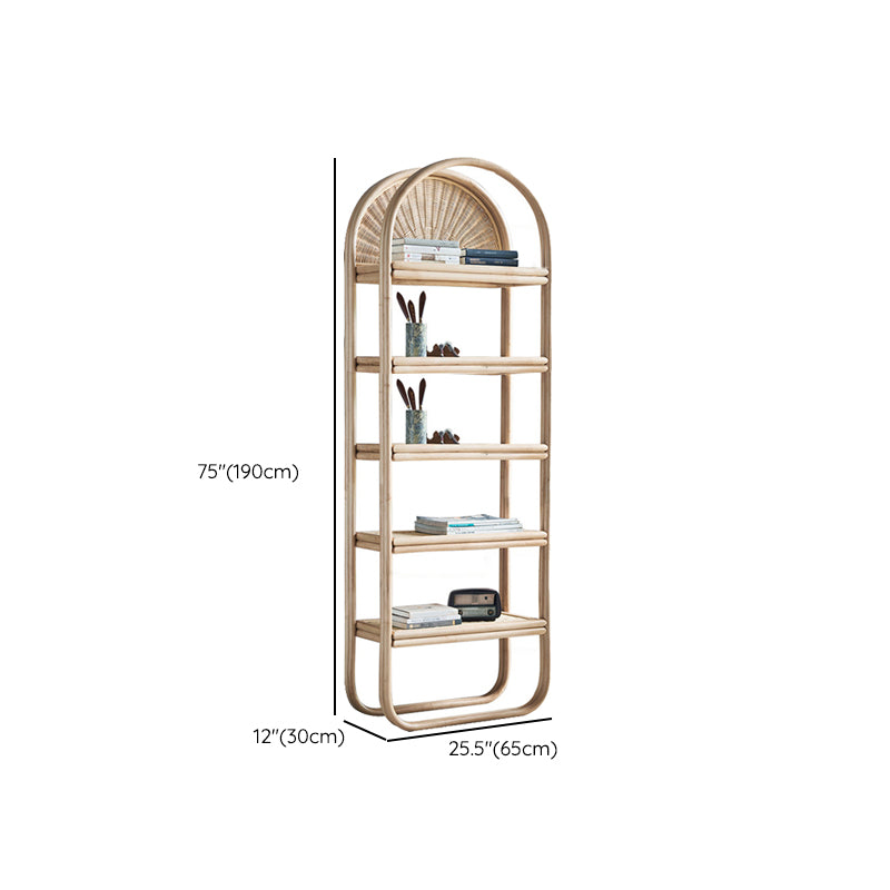 Modern Vertical Bamboo Bookshelf Closed Back Natural Shelf Bookcase for Bedroom