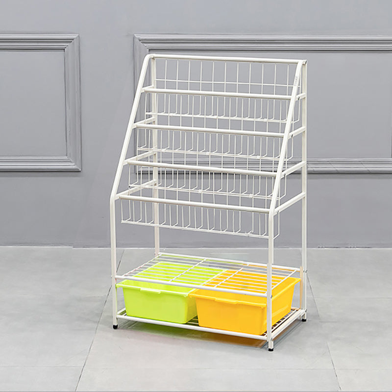 Contemporary Metal Bookshelf White Ladder Book Shelf for Home Office 14.6" Wide