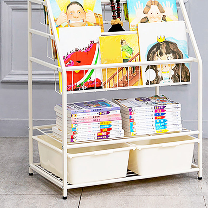 Contemporary Metal Bookshelf White Ladder Book Shelf for Home Office 14.6" Wide