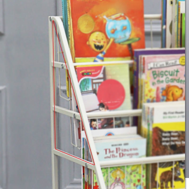 Contemporary Metal Bookshelf White Ladder Book Shelf for Home Office 14.6" Wide