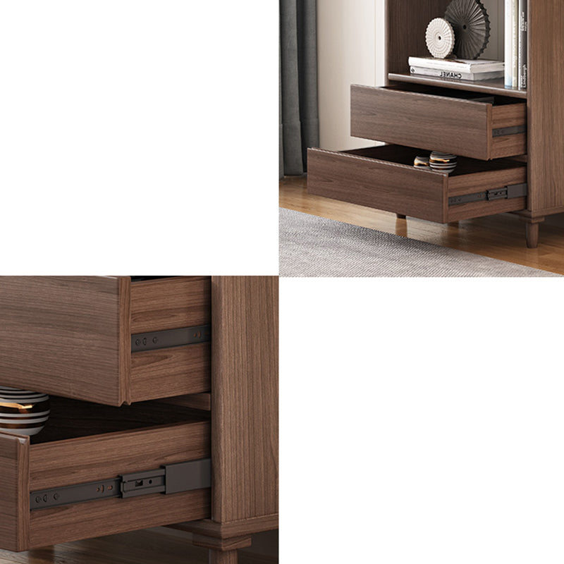 11" Wide Contemporary Shelf Open Wooden Bookcase with Drawer