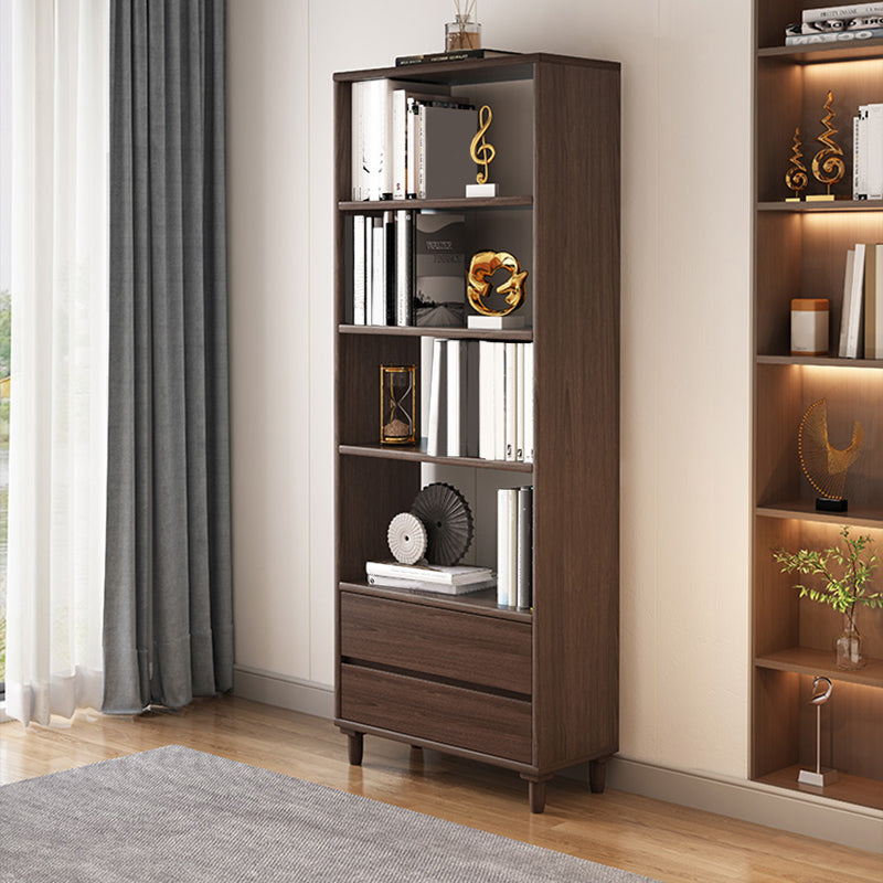 11" Wide Contemporary Shelf Open Wooden Bookcase with Drawer