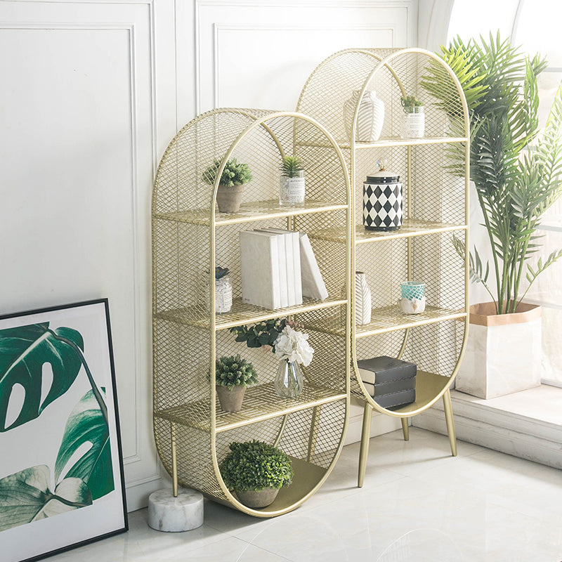 Glam Metal Bookshelf Standard Book Shelf for Home Office 11.8" Wide