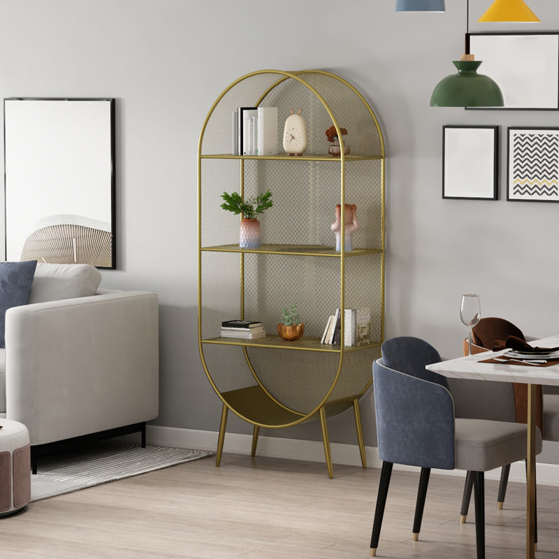 Glam Metal Bookshelf Standard Book Shelf for Home Office 11.8" Wide