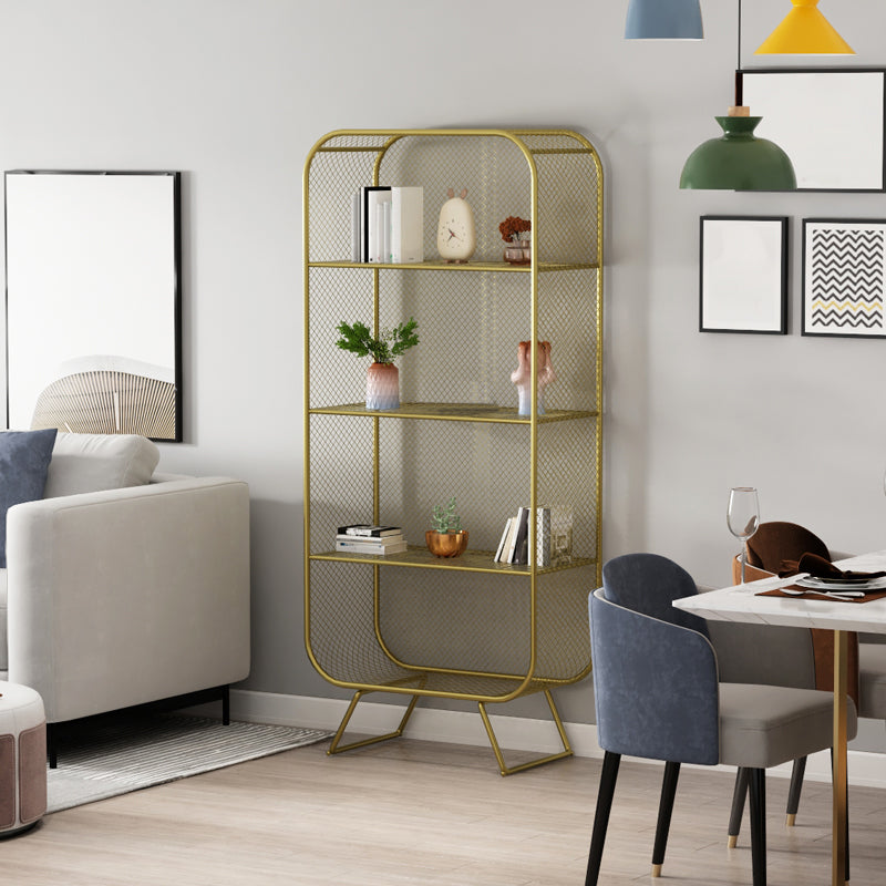 Glam Metal Bookshelf Standard Book Shelf for Home Office 11.8" Wide