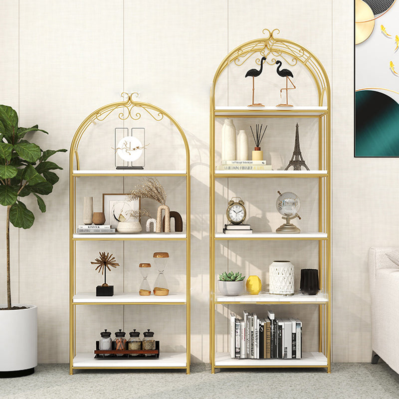 Glam Open Vertical Bookshelf Metal Etagere Shelf Bookcase for Home