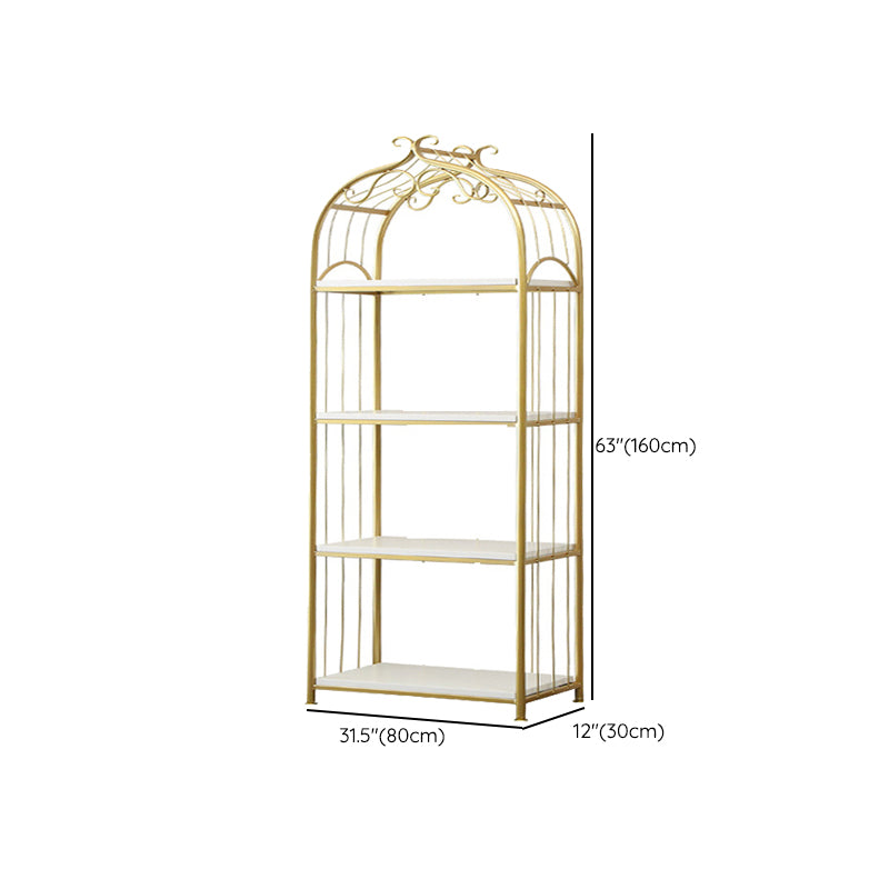 Glam Open Vertical Bookshelf Metal Etagere Shelf Bookcase for Home