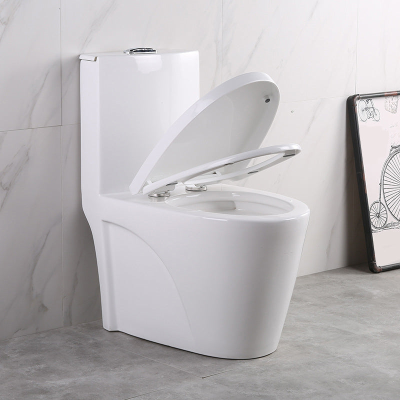 Contemporary Elongated Toilet Bowl Gravity Flush Toilet with Seat for Bathroom
