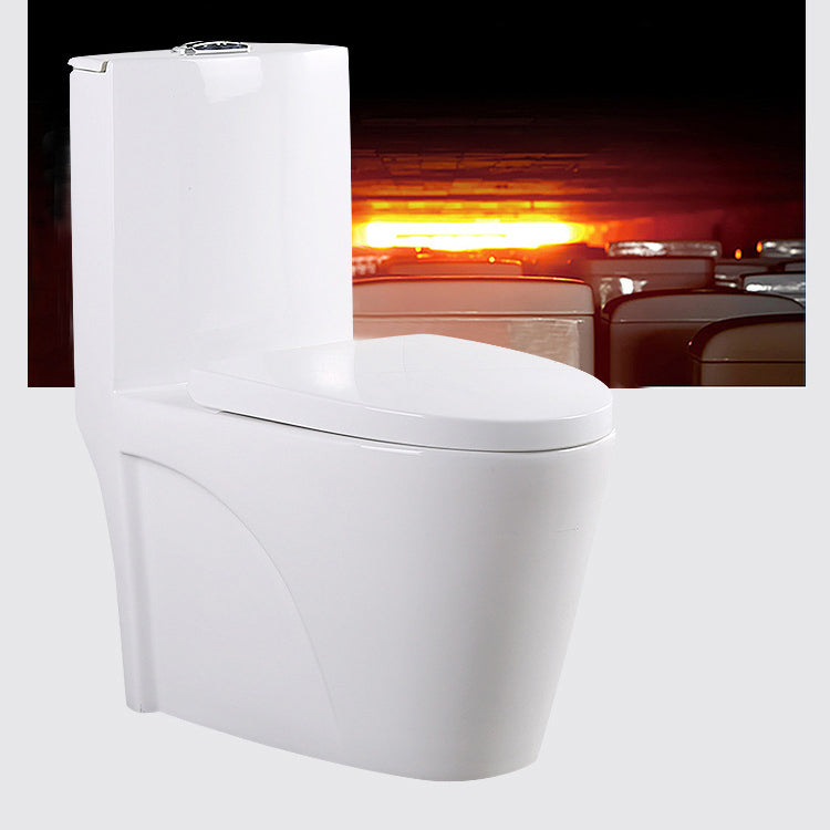Contemporary Elongated Toilet Bowl Gravity Flush Toilet with Seat for Bathroom