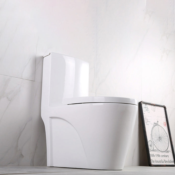 Contemporary Elongated Toilet Bowl Gravity Flush Toilet with Seat for Bathroom