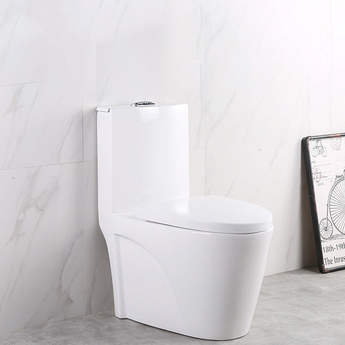 Contemporary Elongated Toilet Bowl Gravity Flush Toilet with Seat for Bathroom
