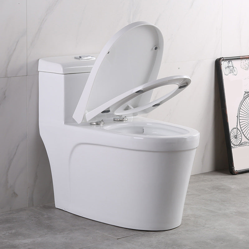 White Modern Flush Toilet Ceramic Elong One-Piece Toilet with Slow Close Seat