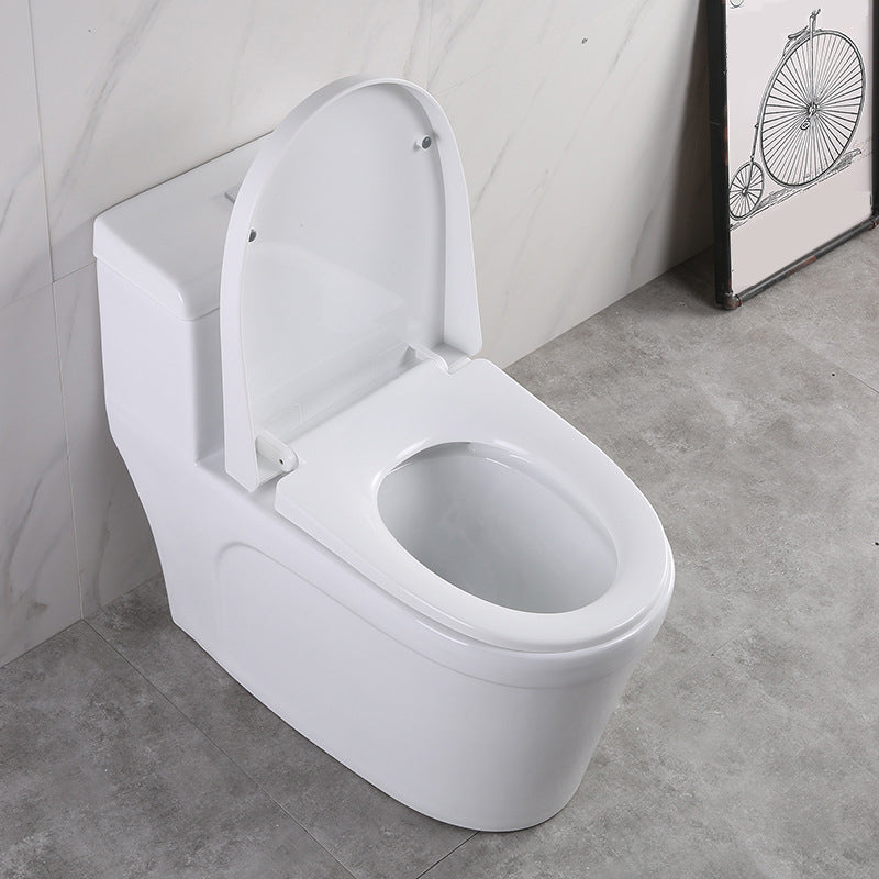 White Modern Flush Toilet Ceramic Elong One-Piece Toilet with Slow Close Seat