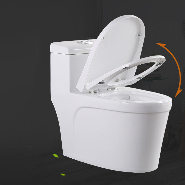 White Modern Flush Toilet Ceramic Elong One-Piece Toilet with Slow Close Seat