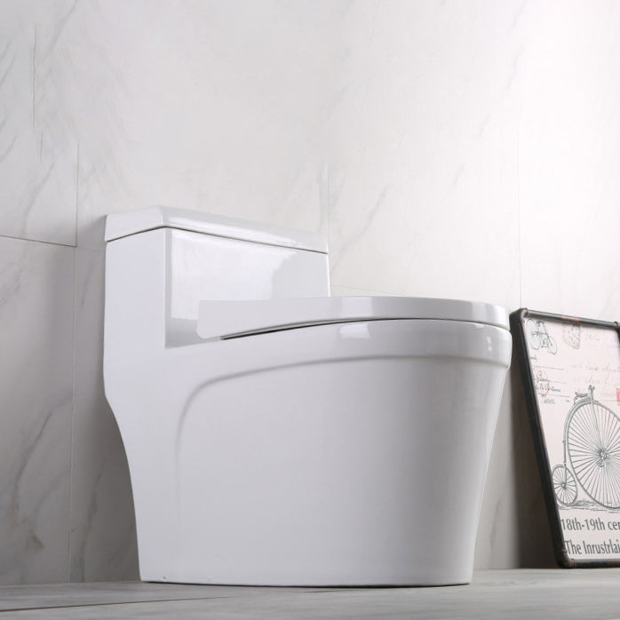 White Modern Flush Toilet Ceramic Elong One-Piece Toilet with Slow Close Seat
