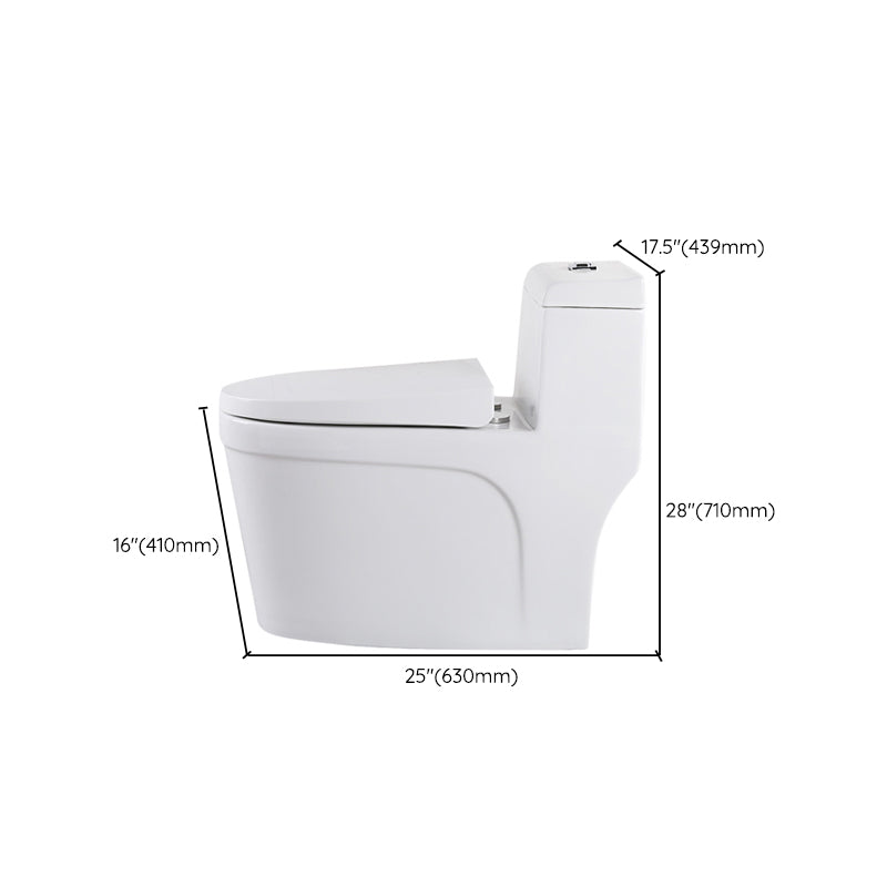 White Modern Flush Toilet Ceramic Elong One-Piece Toilet with Slow Close Seat
