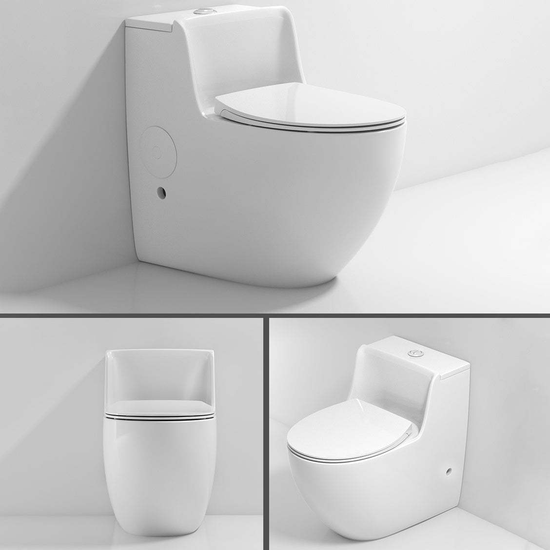 Modern Elongated Toilet Bowl Siphon Jet Flush Toilet with Seat