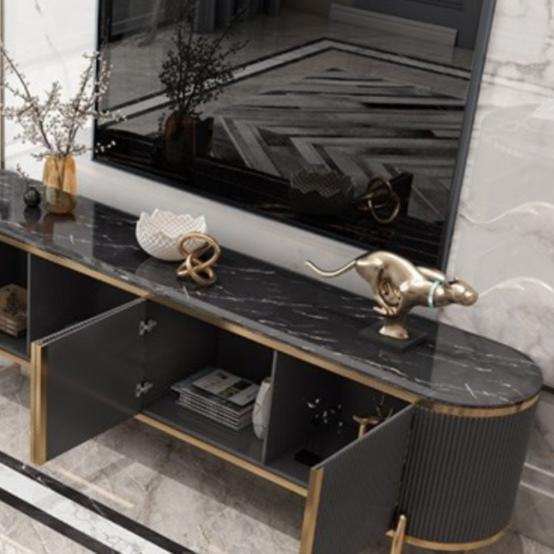 Glam Marble TV Stand Console Enclosed Storage TV Media Stand for Living Room