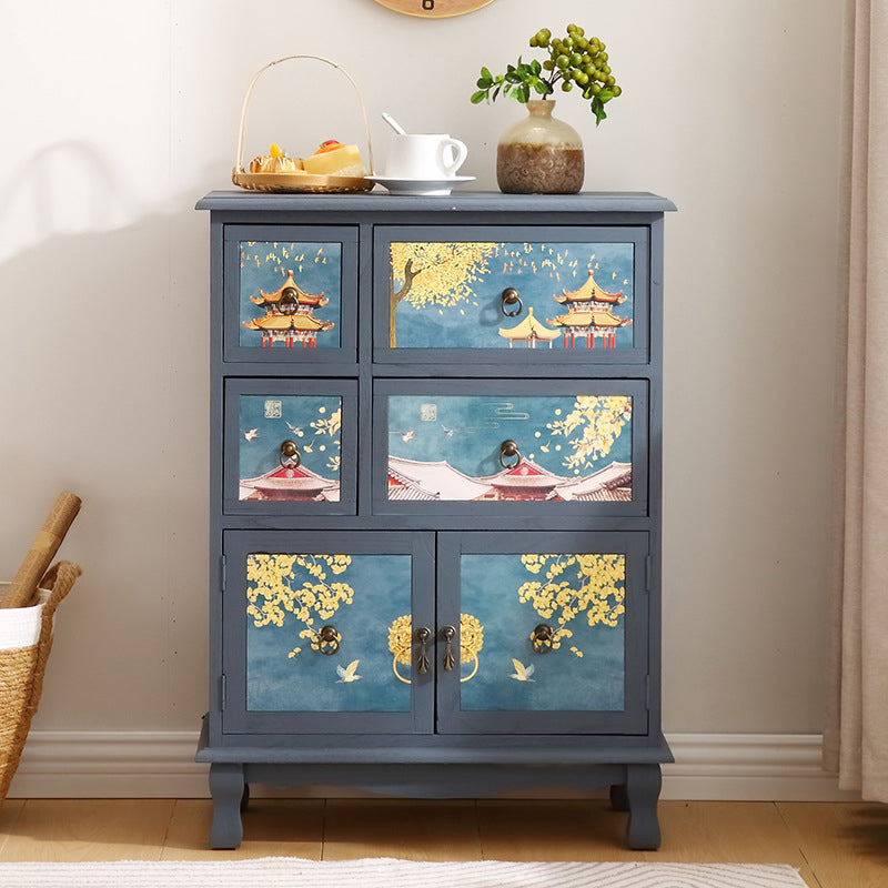 Traditional Solid Wood Bedroom Storage Chest Vertical Chest with Drawers