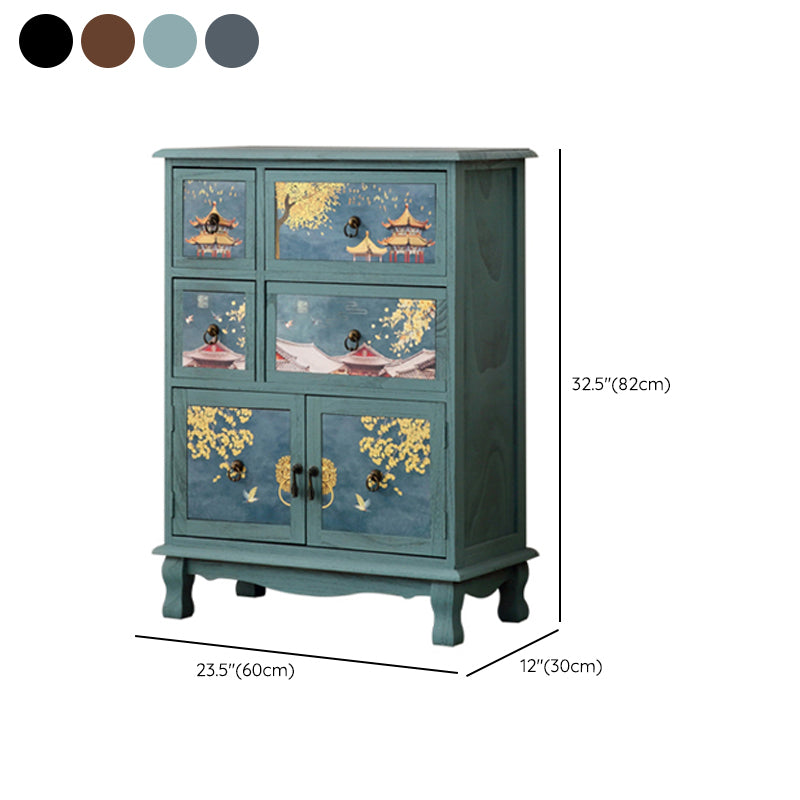 Traditional Solid Wood Bedroom Storage Chest Vertical Chest with Drawers