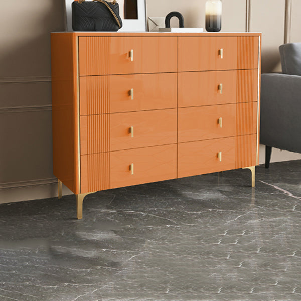 Glam Stone Bedroom Chest Horizontal Storage Chest with Drawers