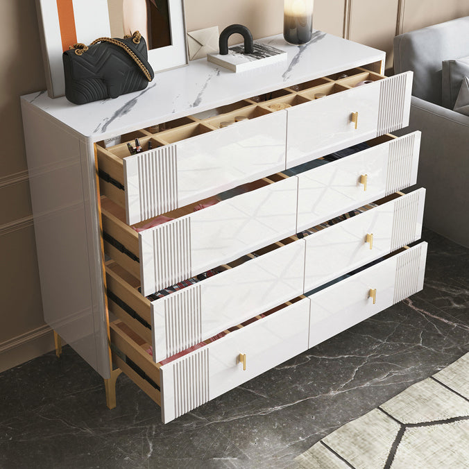 Glam Stone Bedroom Chest Horizontal Storage Chest with Drawers