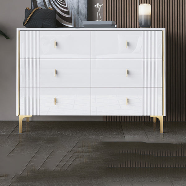 Glam Stone Bedroom Chest Horizontal Storage Chest with Drawers