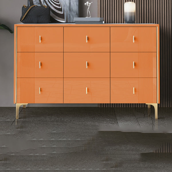 Glam Stone Bedroom Chest Horizontal Storage Chest with Drawers