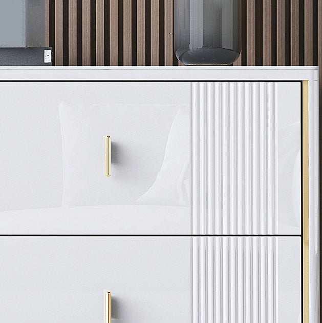 Glam Stone Bedroom Chest Horizontal Storage Chest with Drawers