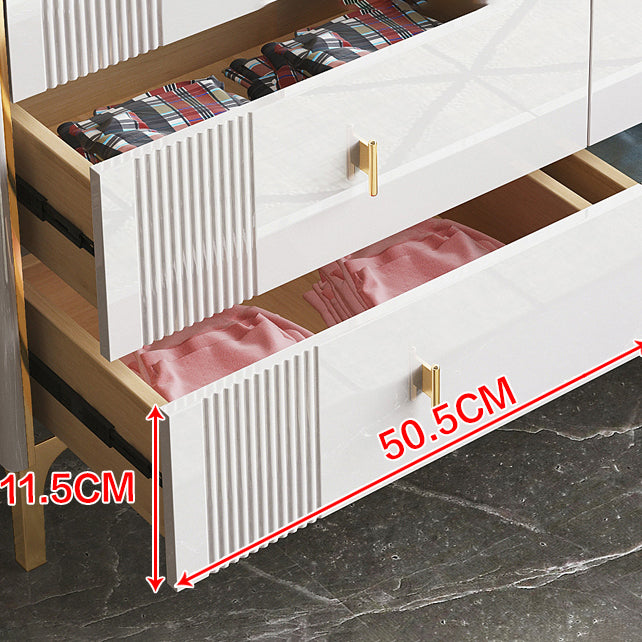 Glam Stone Bedroom Chest Horizontal Storage Chest with Drawers