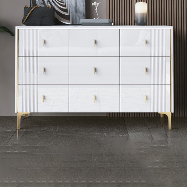 Glam Stone Bedroom Chest Horizontal Storage Chest with Drawers