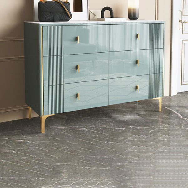 Glam Stone Bedroom Chest Horizontal Storage Chest with Drawers